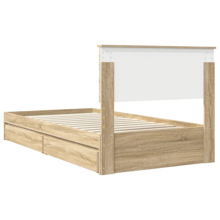Pat cu storage Stejar Sonoma 100 x 200 cm Lemn compozit - WALTI WALTI