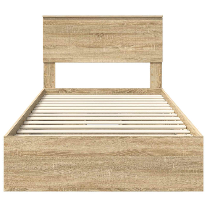 Pat cu storage Stejar Sonoma 100 x 200 cm Lemn compozit - WALTI WALTI