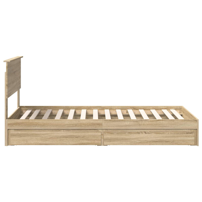 Pat cu storage Stejar Sonoma 100 x 200 cm Lemn compozit - WALTI WALTI