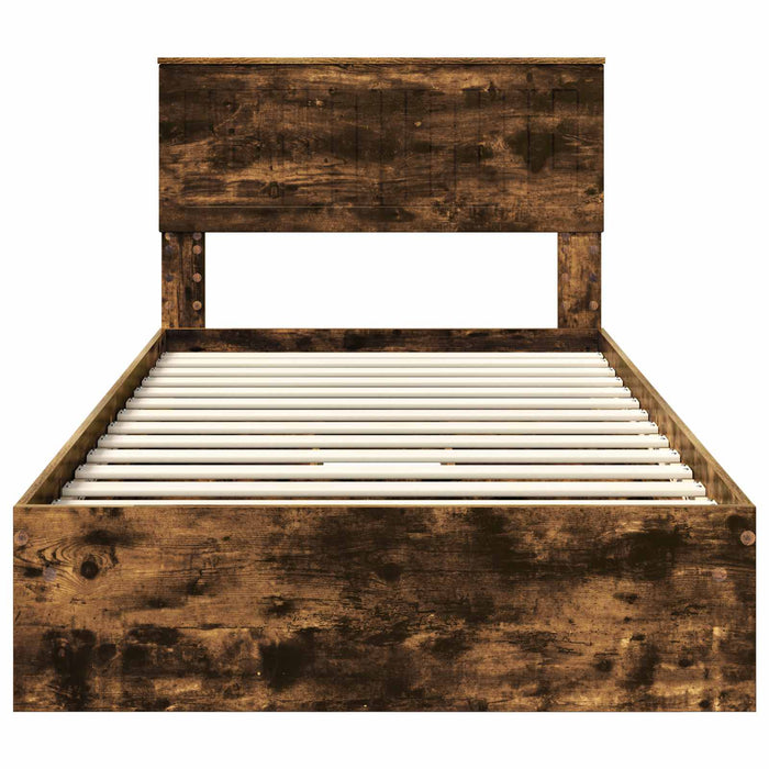 Pat cu storage Stejar fumuriu 100 x 200 cm Lemn compozit - WALTI WALTI