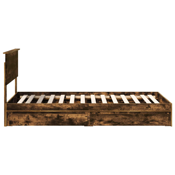 Pat cu storage Stejar fumuriu 100 x 200 cm Lemn compozit - WALTI WALTI