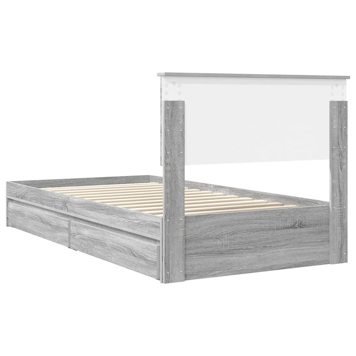 Pat cu storage cu sertar Gri Sonoma 100 x 200 cm Lemn compozit - WALTI WALTI