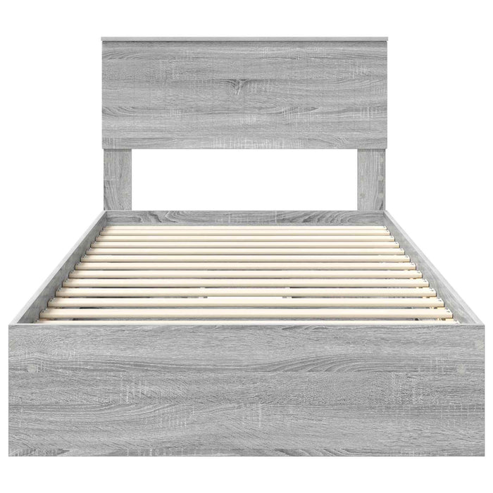 Pat cu storage cu sertar Gri Sonoma 100 x 200 cm Lemn compozit - WALTI WALTI
