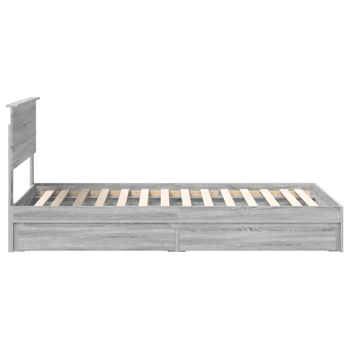 Pat cu storage cu sertar Gri Sonoma 100 x 200 cm Lemn compozit - WALTI WALTI