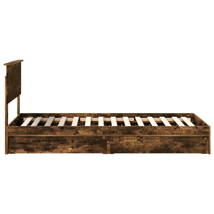 Pat cu storage Stejar fumuriu 90 x 200 cm Lemn compozit - WALTI WALTI