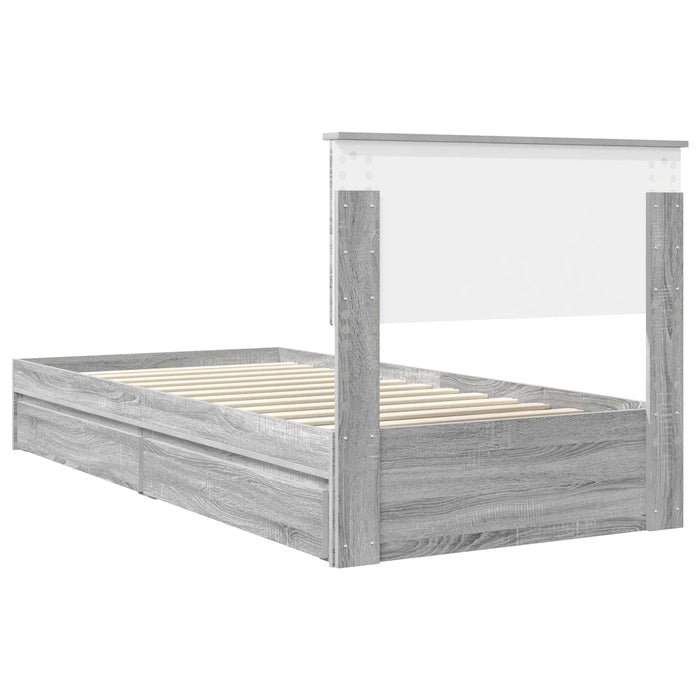 Pat cu storage cu sertar Gri Sonoma 90 x 200 cm Lemn compozit - WALTI WALTI