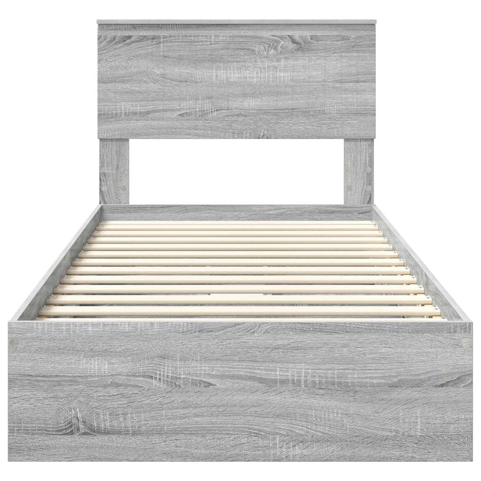 Pat cu storage cu sertar Gri Sonoma 90 x 200 cm Lemn compozit - WALTI WALTI