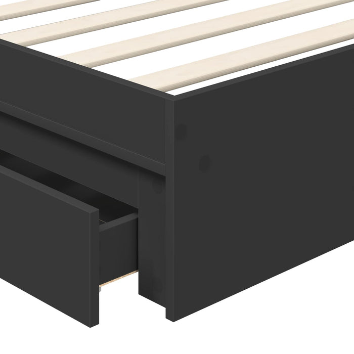 Pat cu storage cu headboard Negru 90 x 190 cm Lemn compozit - WALTI WALTI