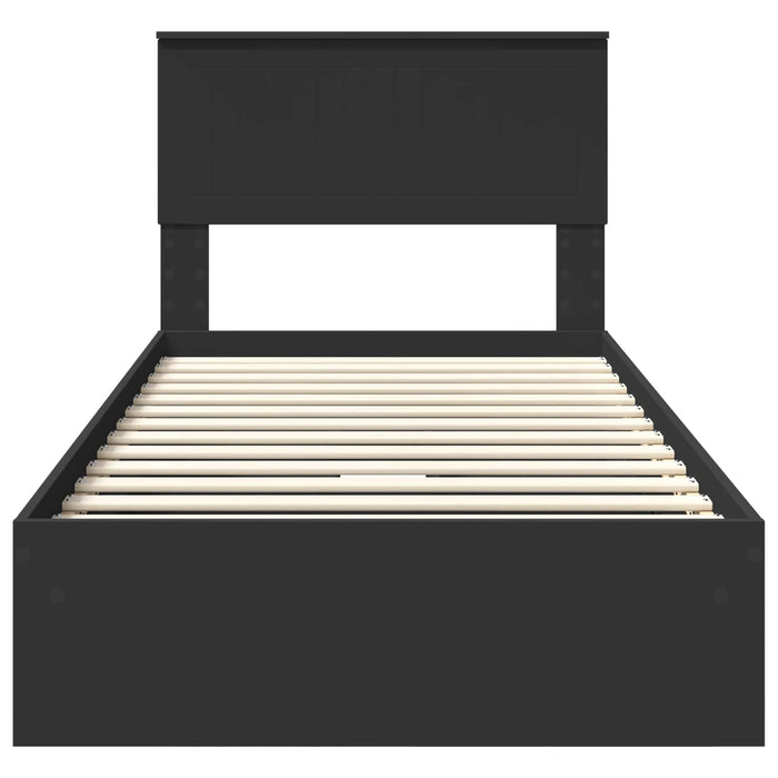 Pat cu storage cu headboard Negru 90 x 190 cm Lemn compozit - WALTI WALTI