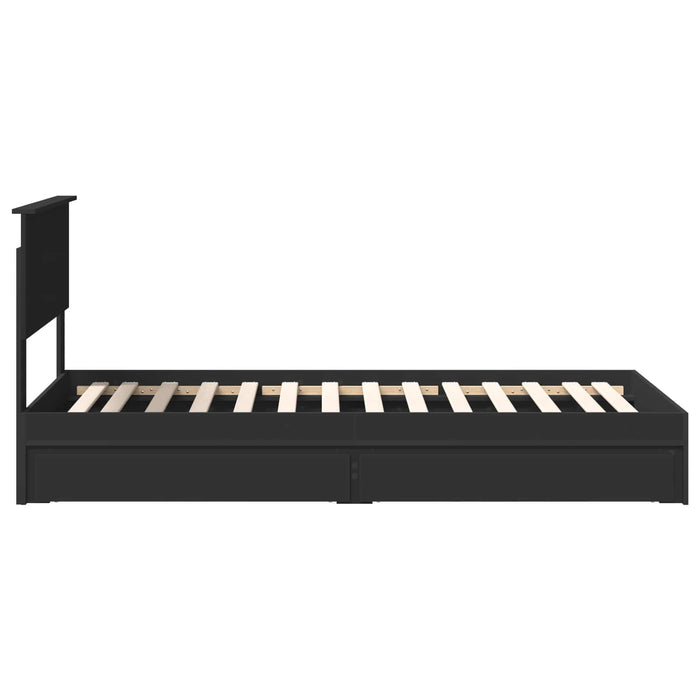 Pat cu storage cu headboard Negru 90 x 190 cm Lemn compozit - WALTI WALTI
