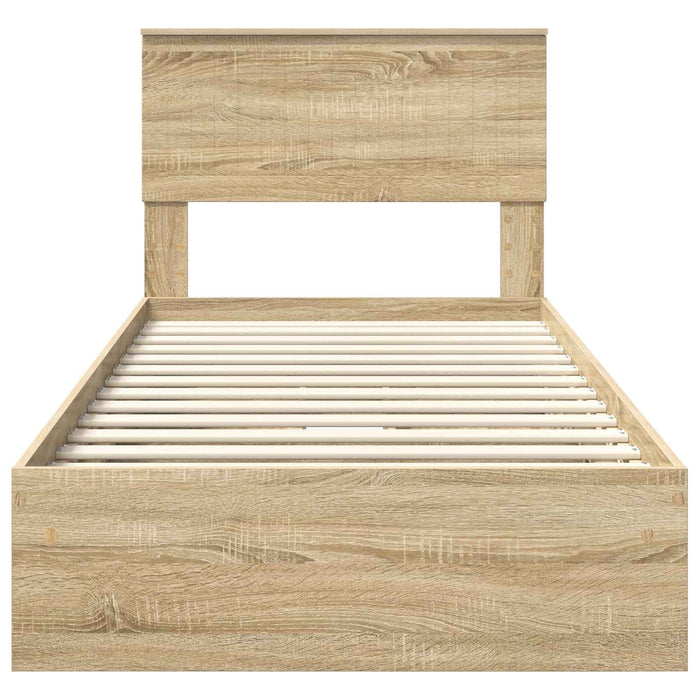 Pat cu storage Stejar Sonoma 90 x 190 cm Lemn compozit - WALTI WALTI