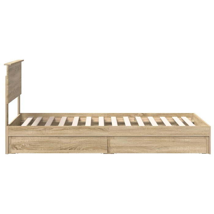 Pat cu storage Stejar Sonoma 90 x 190 cm Lemn compozit - WALTI WALTI