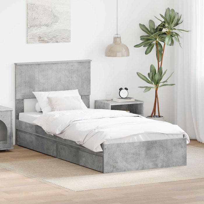 Pat cu storage Gri din beton 90 x 190 cm Lemn compozit - WALTI WALTI