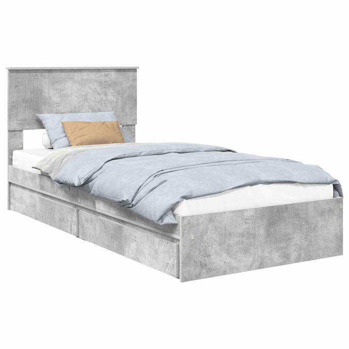 Pat cu storage Gri din beton 90 x 190 cm Lemn compozit - WALTI WALTI