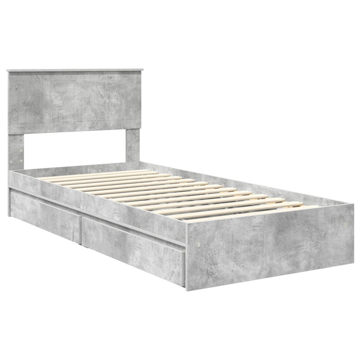 Pat cu storage Gri din beton 90 x 190 cm Lemn compozit - WALTI WALTI
