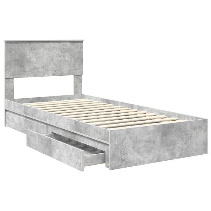 Pat cu storage Gri din beton 90 x 190 cm Lemn compozit - WALTI WALTI