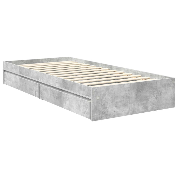 Pat cu storage Gri din beton 90 x 190 cm Lemn compozit - WALTI WALTI