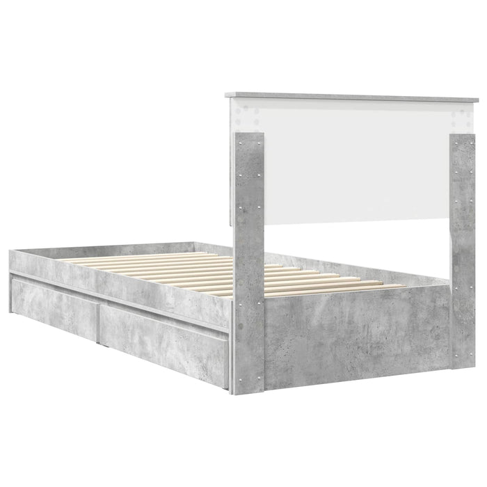 Pat cu storage Gri din beton 90 x 190 cm Lemn compozit - WALTI WALTI