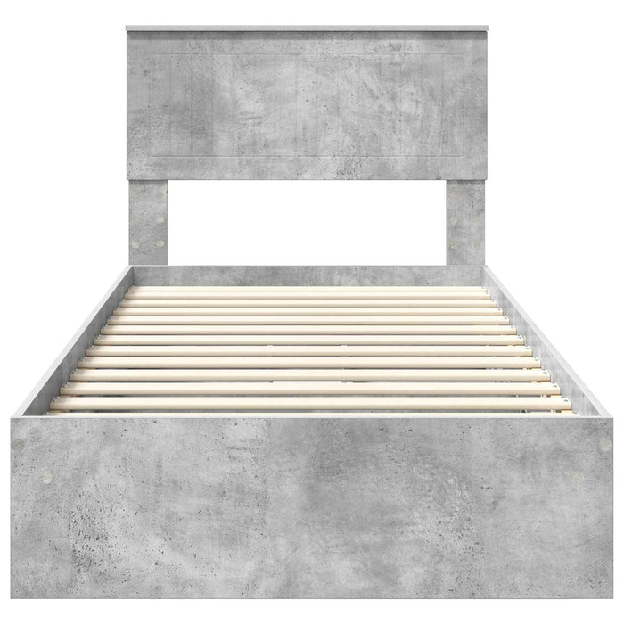 Pat cu storage Gri din beton 90 x 190 cm Lemn compozit - WALTI WALTI