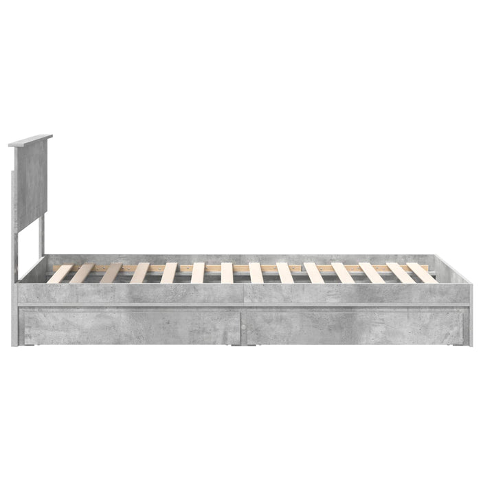 Pat cu storage Gri din beton 90 x 190 cm Lemn compozit - WALTI WALTI