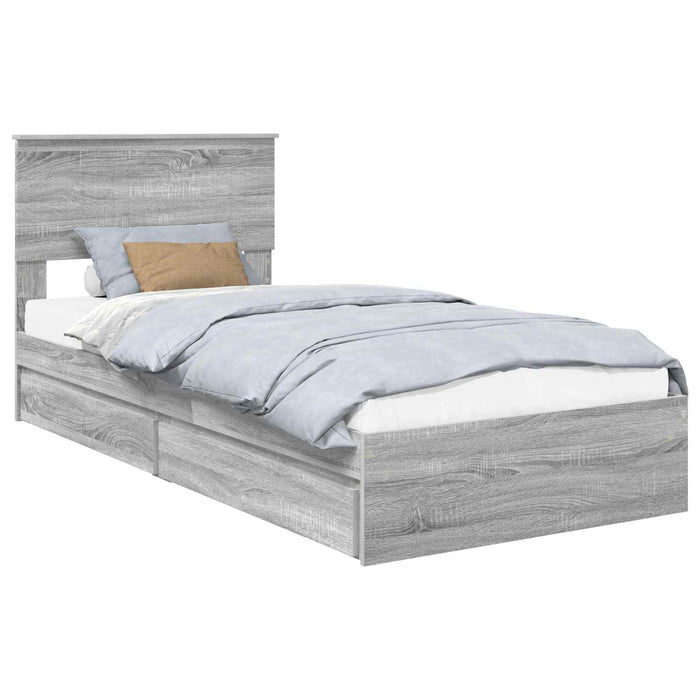 Pat cu storage cu sertar Gri Sonoma 90 x 190 cm Lemn compozit - WALTI WALTI