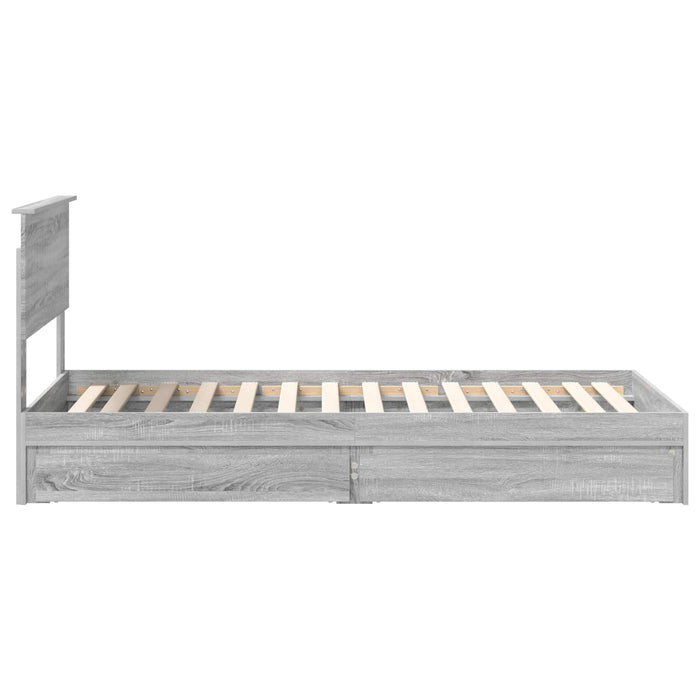 Pat cu storage cu sertar Gri Sonoma 90 x 190 cm Lemn compozit - WALTI WALTI