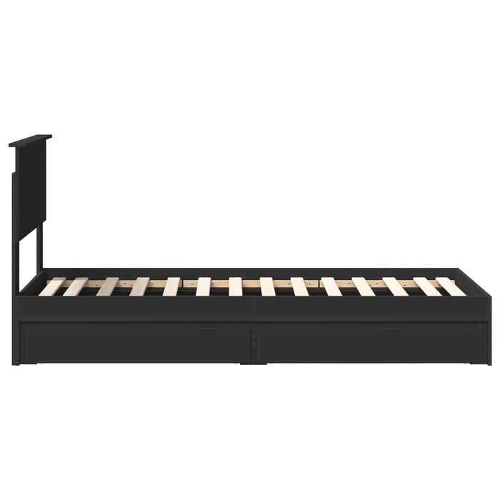 Pat cu storage cu headboard Negru 75 x 190 cm Lemn compozit - WALTI WALTI