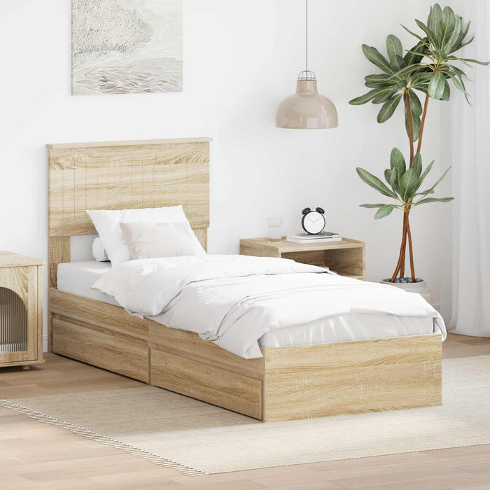Pat cu storage Stejar Sonoma 75 x 190 cm Lemn compozit - WALTI WALTI