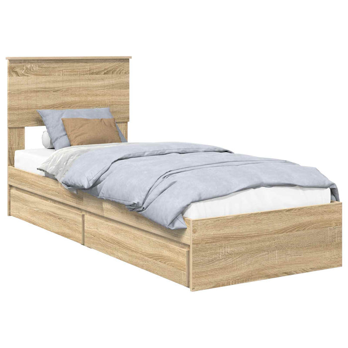 Pat cu storage Stejar Sonoma 75 x 190 cm Lemn compozit - WALTI WALTI