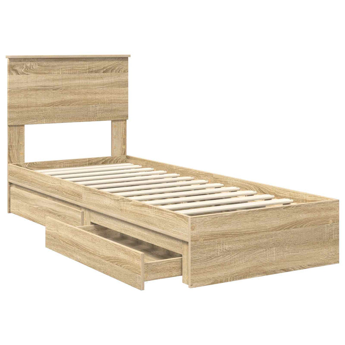 Pat cu storage Stejar Sonoma 75 x 190 cm Lemn compozit - WALTI WALTI