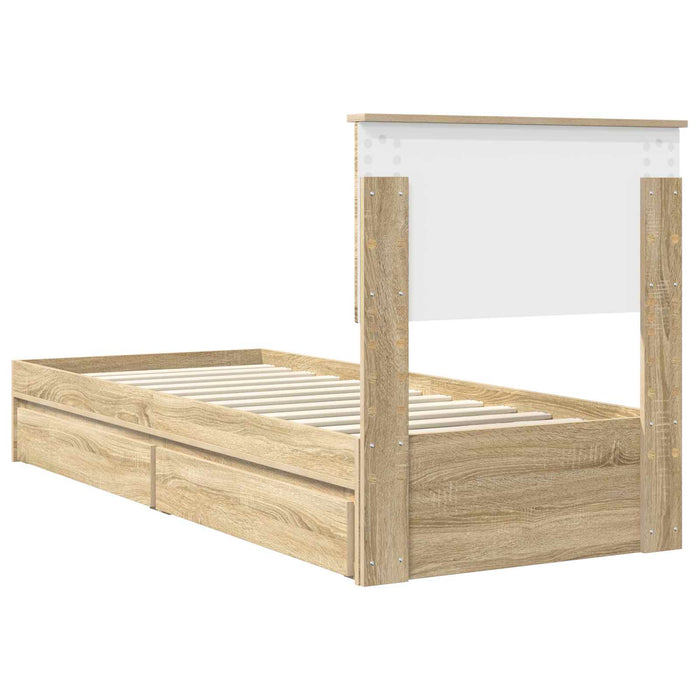 Pat cu storage Stejar Sonoma 75 x 190 cm Lemn compozit - WALTI WALTI