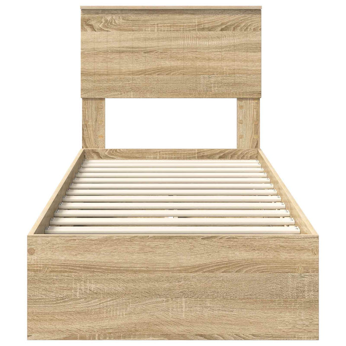 Pat cu storage Stejar Sonoma 75 x 190 cm Lemn compozit - WALTI WALTI