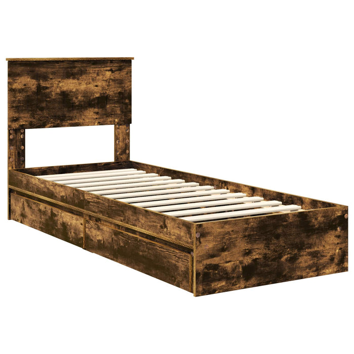 Pat cu storage Stejar fumuriu 75 x 190 cm Lemn compozit - WALTI WALTI