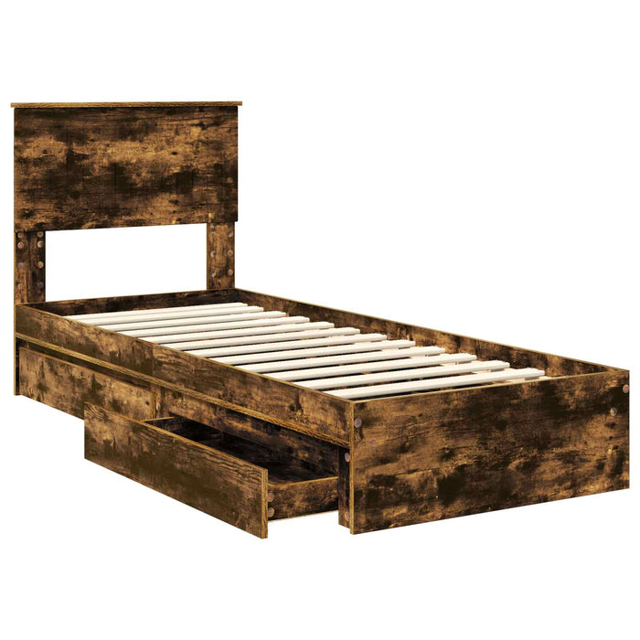 Pat cu storage Stejar fumuriu 75 x 190 cm Lemn compozit - WALTI WALTI