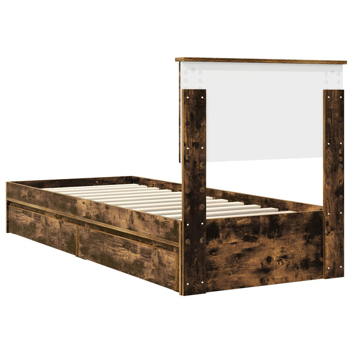 Pat cu storage Stejar fumuriu 75 x 190 cm Lemn compozit - WALTI WALTI