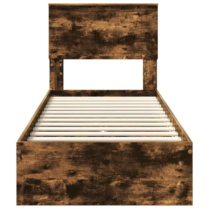 Pat cu storage Stejar fumuriu 75 x 190 cm Lemn compozit - WALTI WALTI
