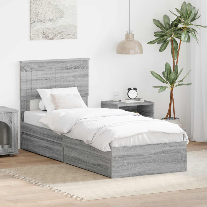 Pat cu storage cu sertar Gri Sonoma 75 x 190 cm Lemn compozit - WALTI WALTI