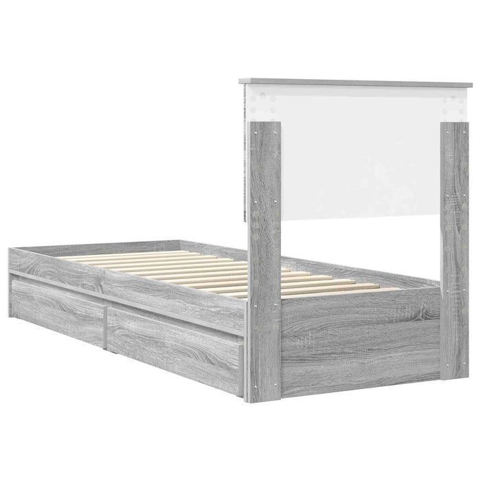 Pat cu storage cu sertar Gri Sonoma 75 x 190 cm Lemn compozit - WALTI WALTI
