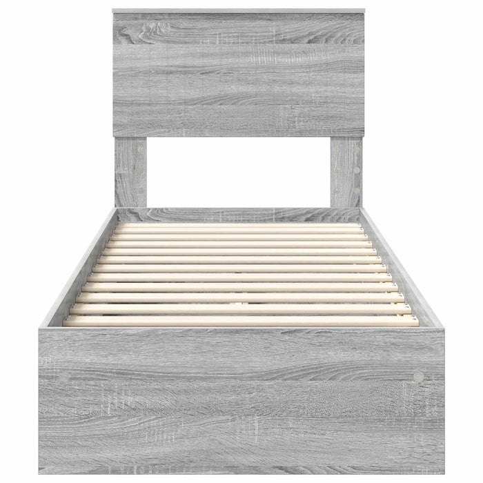 Pat cu storage cu sertar Gri Sonoma 75 x 190 cm Lemn compozit - WALTI WALTI