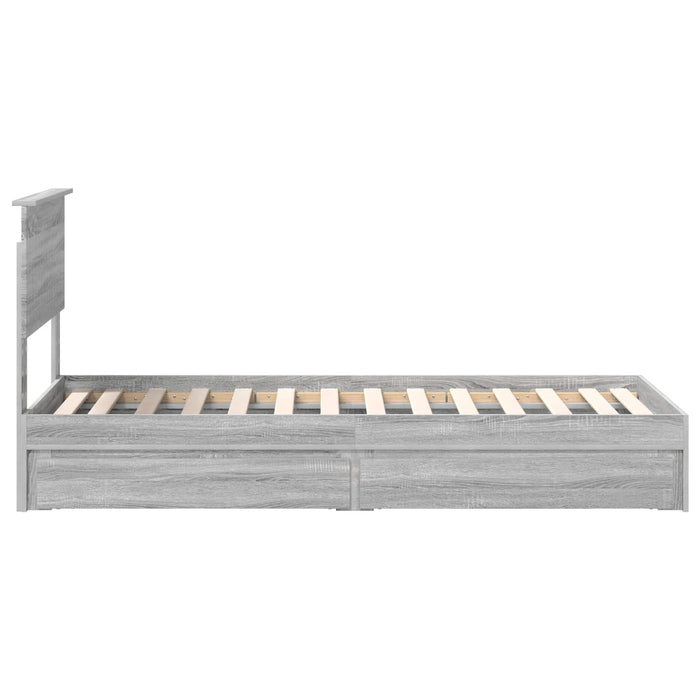 Pat cu storage cu sertar Gri Sonoma 75 x 190 cm Lemn compozit - WALTI WALTI