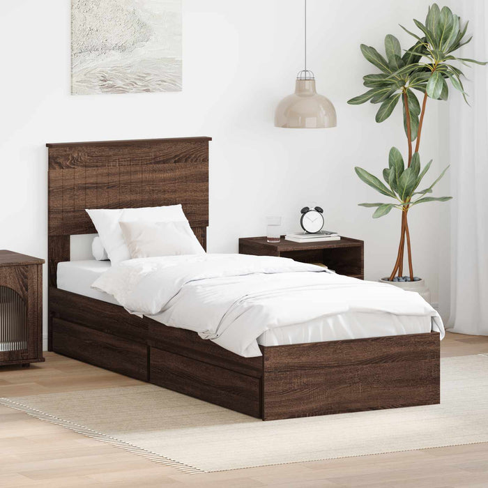 Pat cu storage Stejar închis 75 x 190 cm Lemn compozit - WALTI WALTI