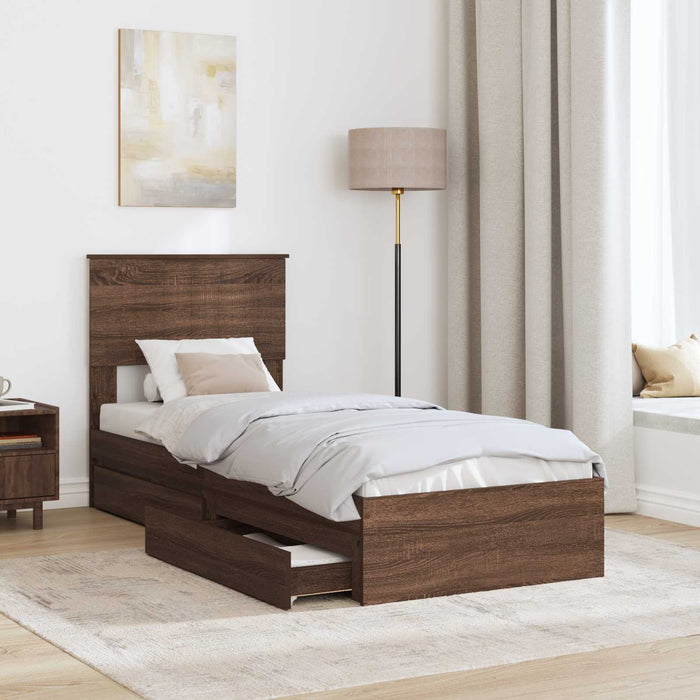 Pat cu storage Stejar închis 75 x 190 cm Lemn compozit - WALTI WALTI