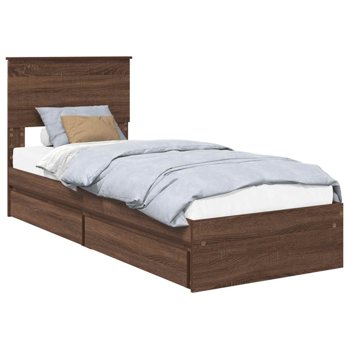 Pat cu storage Stejar închis 75 x 190 cm Lemn compozit - WALTI WALTI