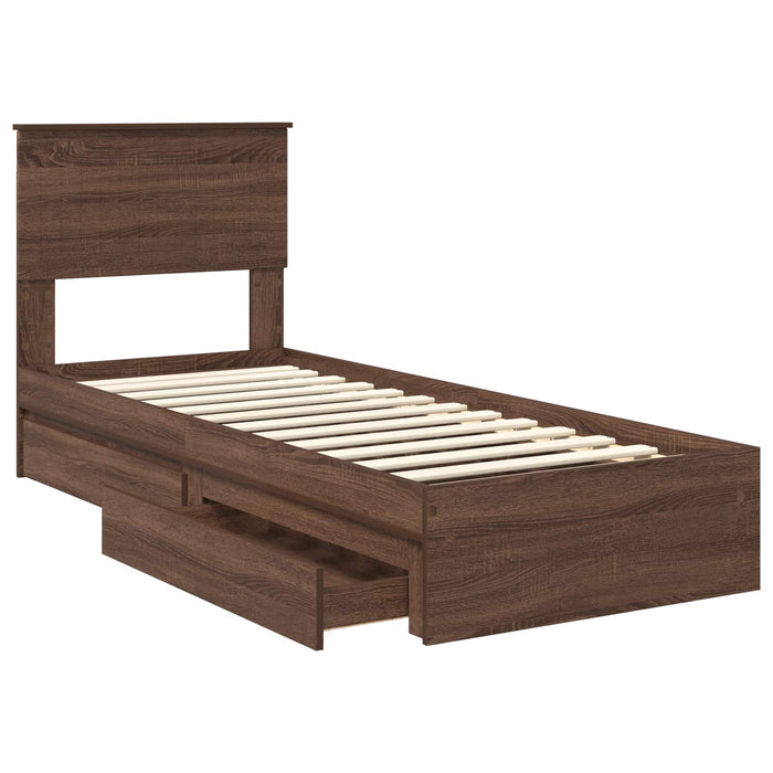 Pat cu storage Stejar închis 75 x 190 cm Lemn compozit - WALTI WALTI