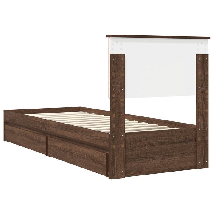 Pat cu storage Stejar închis 75 x 190 cm Lemn compozit - WALTI WALTI