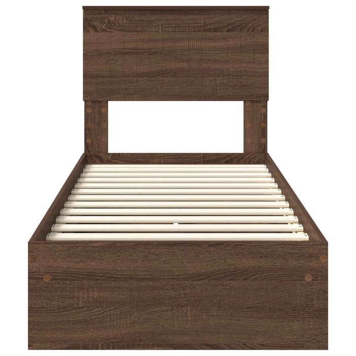 Pat cu storage Stejar închis 75 x 190 cm Lemn compozit - WALTI WALTI