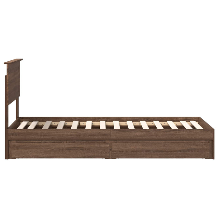 Pat cu storage Stejar închis 75 x 190 cm Lemn compozit - WALTI WALTI