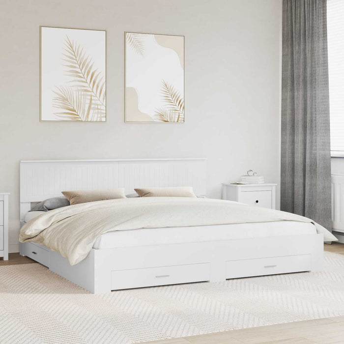 Cadru de pat cu headboard Alb 200 x 200 cm Lemn compozit - WALTI WALTI