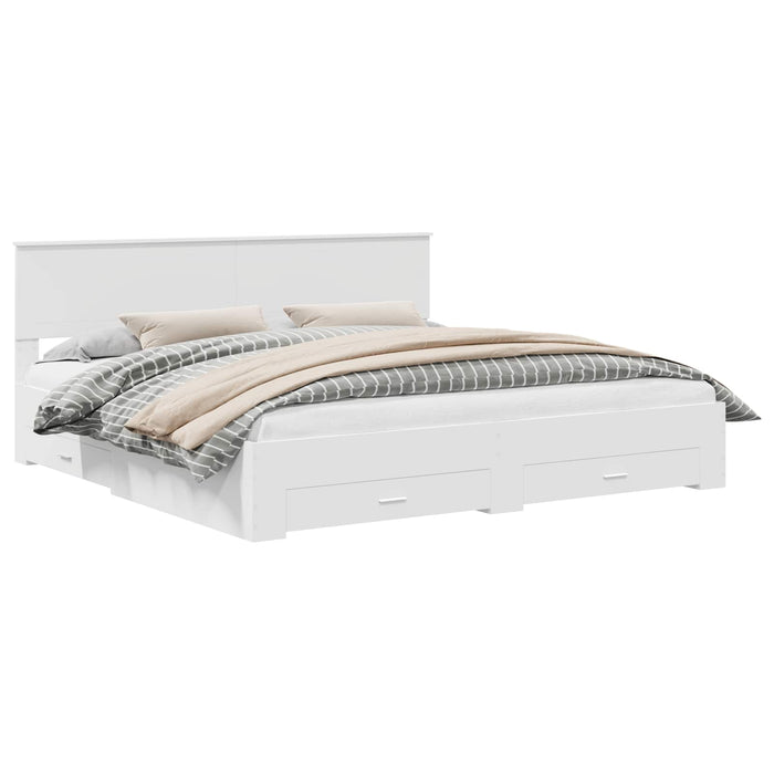 Cadru de pat cu headboard Alb 200 x 200 cm Lemn compozit - WALTI WALTI