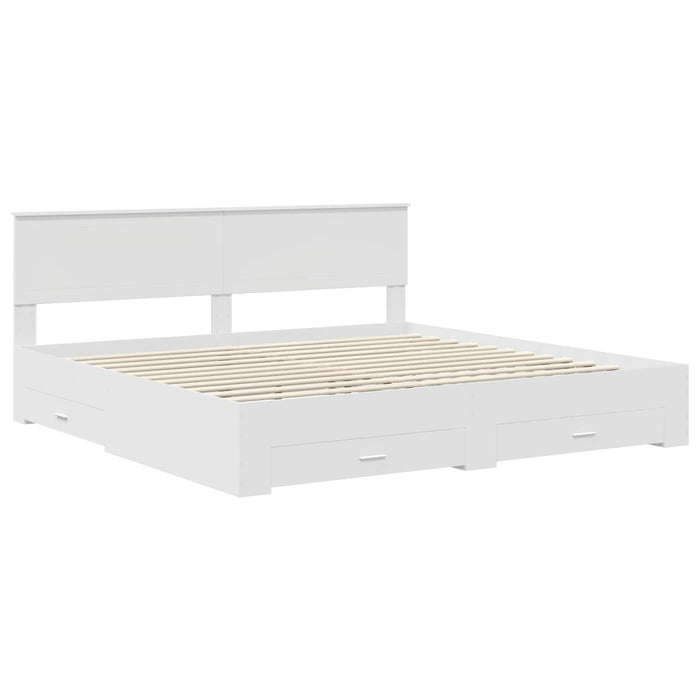 Cadru de pat cu headboard Alb 200 x 200 cm Lemn compozit - WALTI WALTI